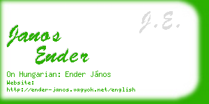 janos ender business card